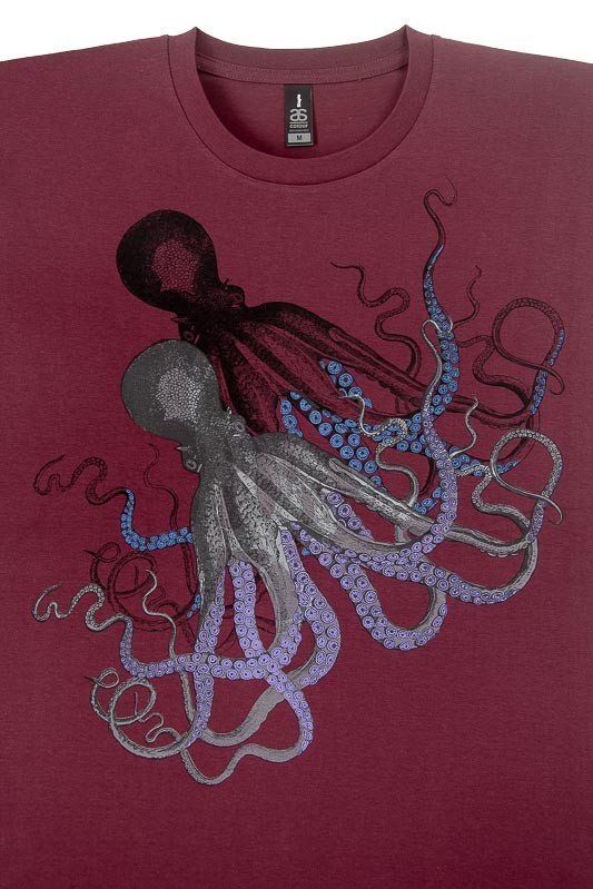 OCTOPUS ON MAROON OR CHARCOAL